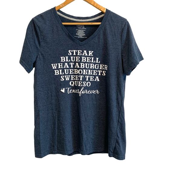 Blue Texas Things V-Neck Short Sleeve T-Shirt - Picture 1 of 4